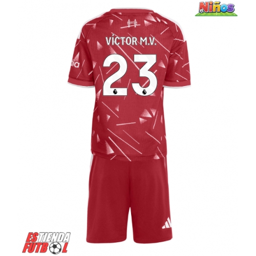 Liverpool Victor Munoz #23 Primera Equipación Niños 2026-27 Manga Corta (+ Pantalones cortos)